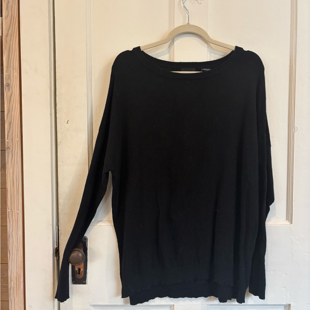 Black Tunic-Length Sweater with Cute Back Design